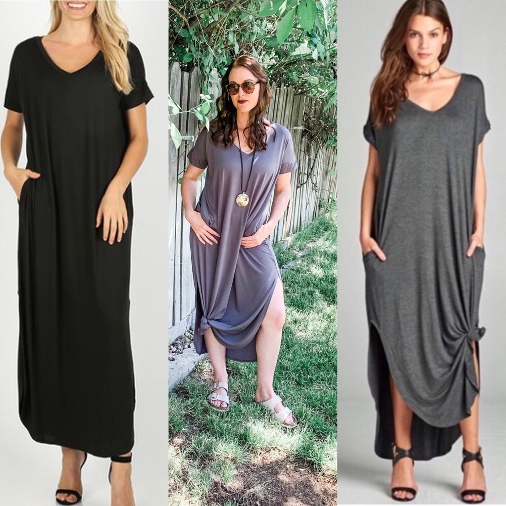 Oversized Boyfriend Maxi dress in BLACK